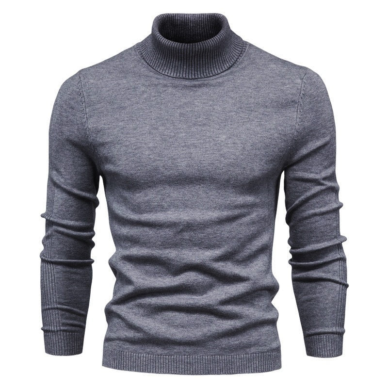 Suéter de cuello alto de invierno, moda, ajustado, de color sólido, top de punto, ropa para hombres