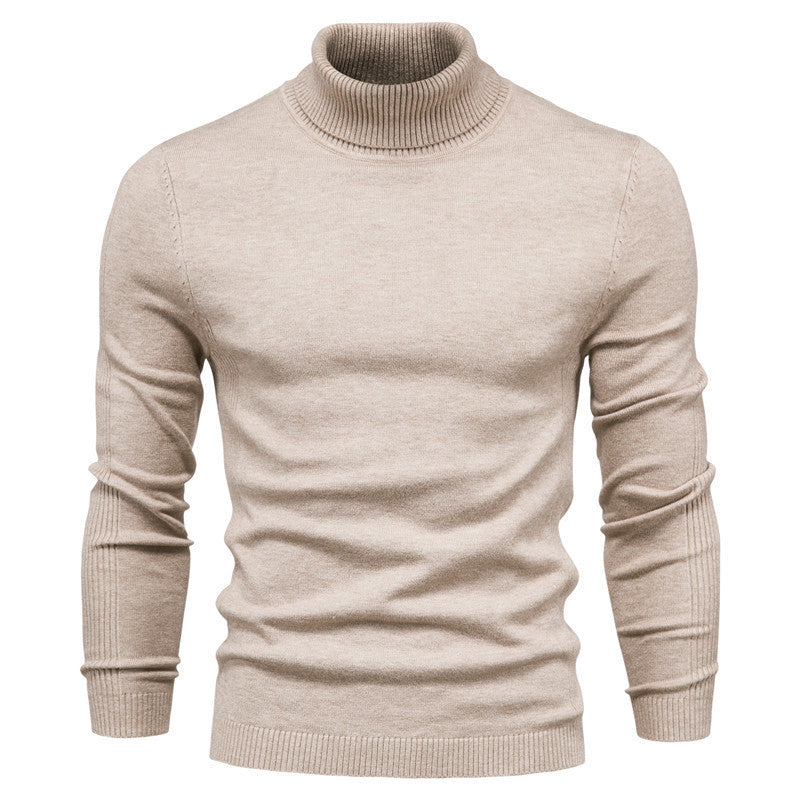 Suéter de cuello alto de invierno, moda, ajustado, de color sólido, top de punto, ropa para hombres