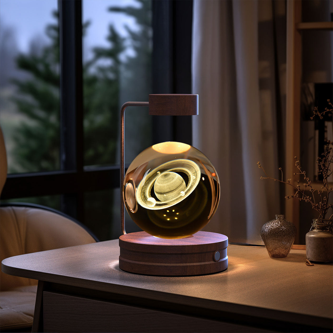 Bola de cristal Dinosaurio cósmico Luz nocturna interior Energía USB Luz de noche cálida Regalo de cumpleaños Lámpara de noche