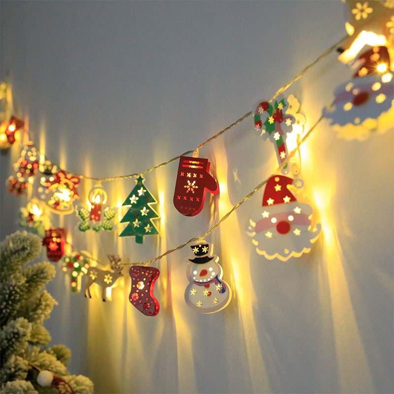 Cadena de luz LED de Navidad Papá Noel Alce Muñeco de nieve Adorno de Navidad Cadena de luz Decoraciones de Navidad Regalo de Navidad de Año Nuevo