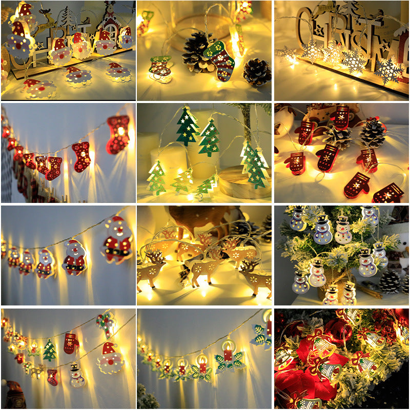 Cadena de luz LED de Navidad Papá Noel Alce Muñeco de nieve Adorno de Navidad Cadena de luz Decoraciones de Navidad Regalo de Navidad de Año Nuevo