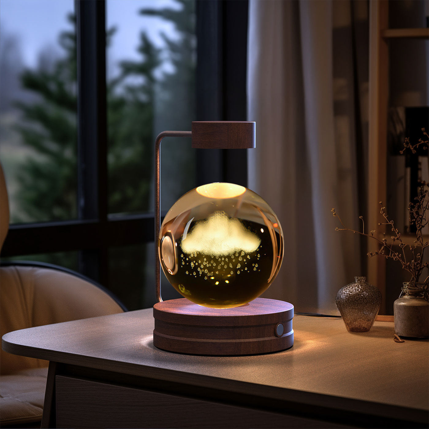 Bola de cristal Dinosaurio cósmico Luz nocturna interior Energía USB Luz de noche cálida Regalo de cumpleaños Lámpara de noche