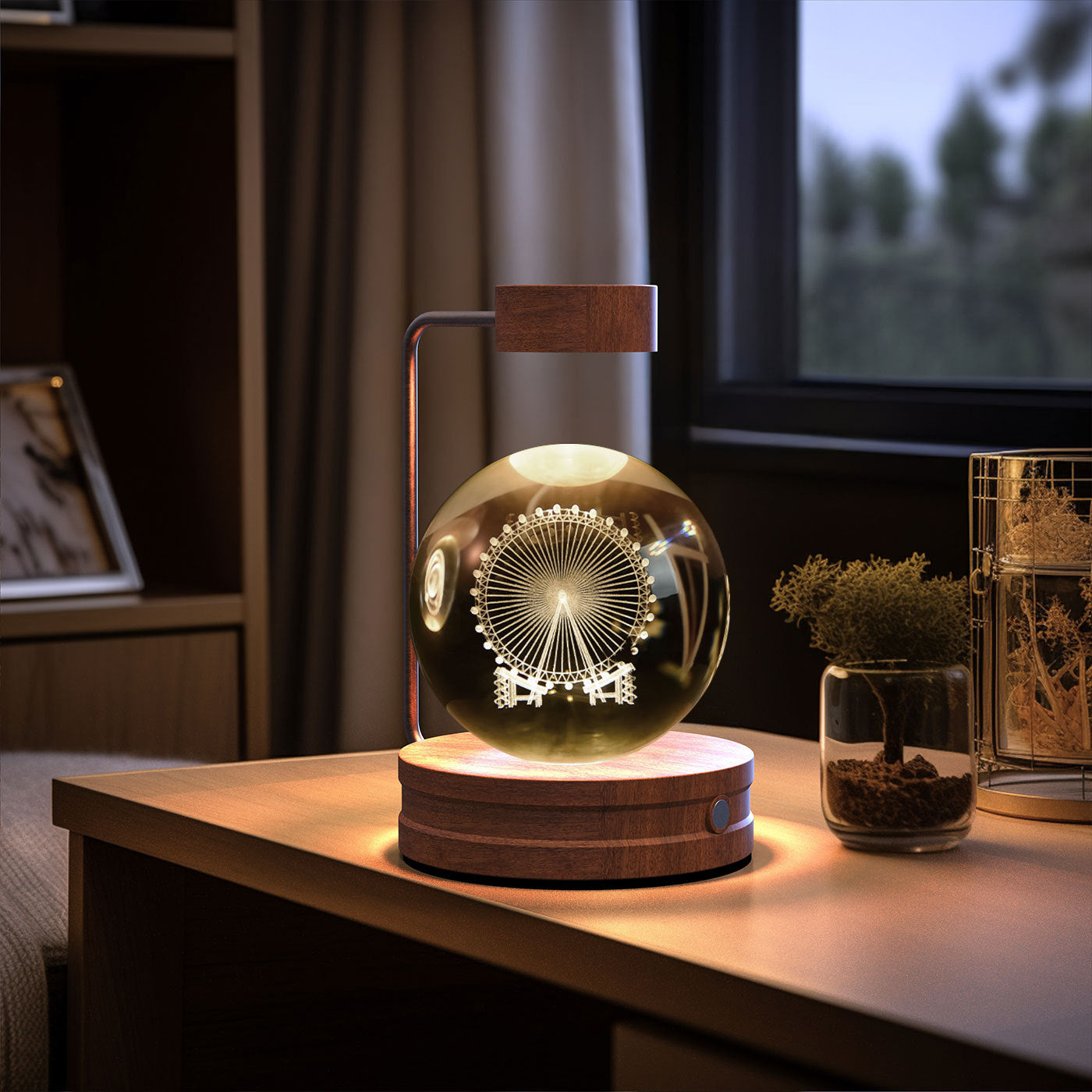 Bola de cristal Dinosaurio cósmico Luz nocturna interior Energía USB Luz de noche cálida Regalo de cumpleaños Lámpara de noche
