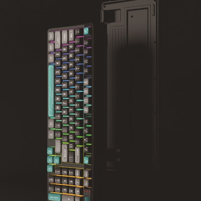 Combinación De Una Computadora De Escritorio De Sensación De Maquinaria Luminosa De Tres Colores