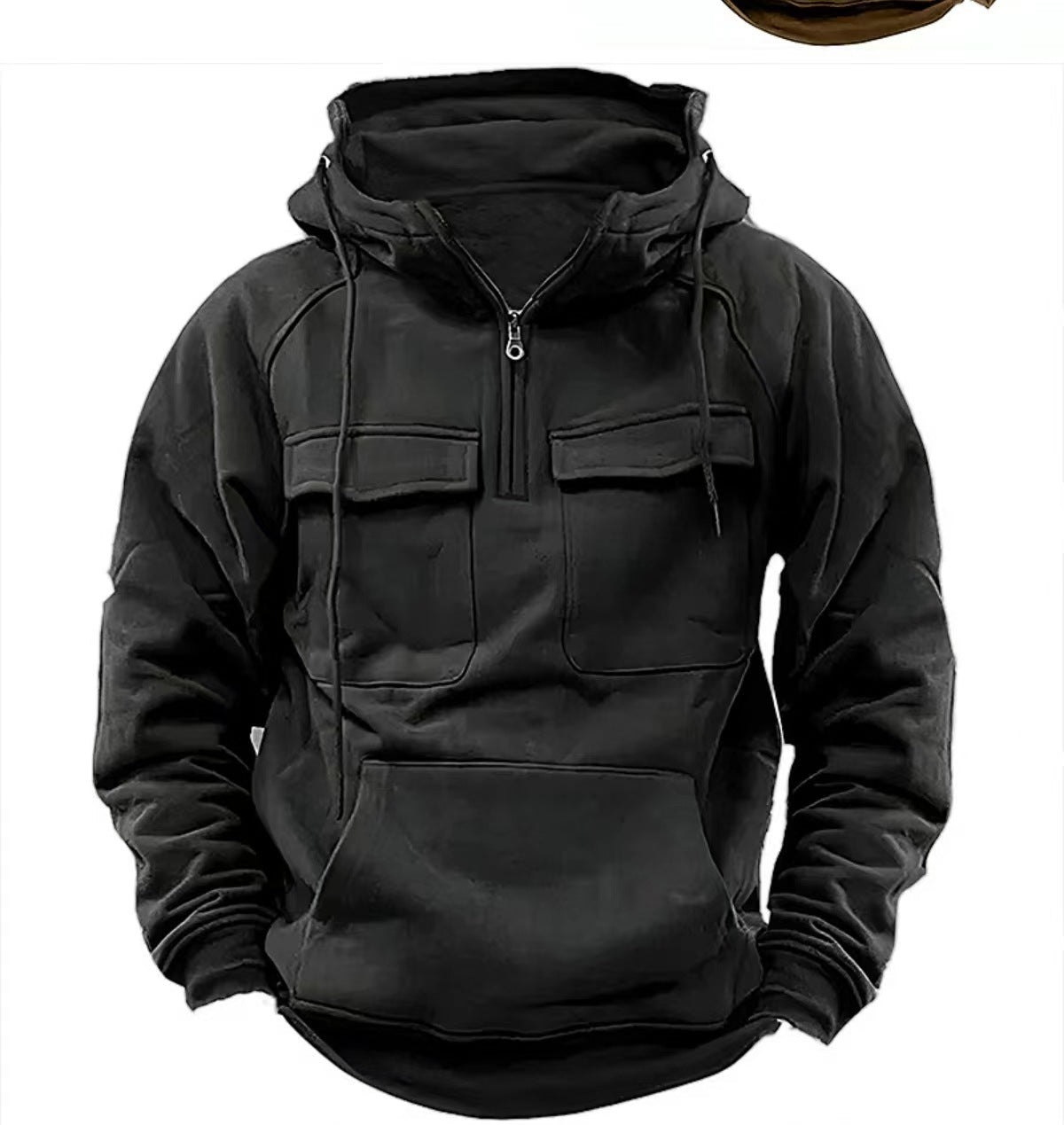 Sudadera con capucha con cremallera para hombre con cordón Y Sudadera Deportiva Casual de Moda con Bolsillo