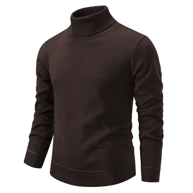 Suéter de cuello alto de invierno, moda, ajustado, de color sólido, top de punto, ropa para hombres