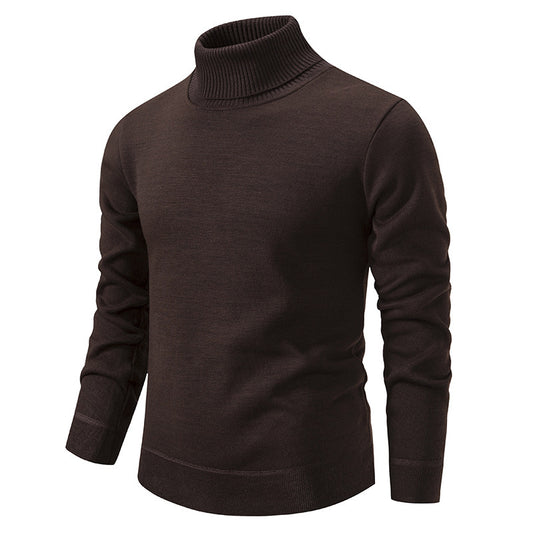 Suéter de cuello alto de invierno, moda, ajustado, de color sólido, top de punto, ropa para hombres