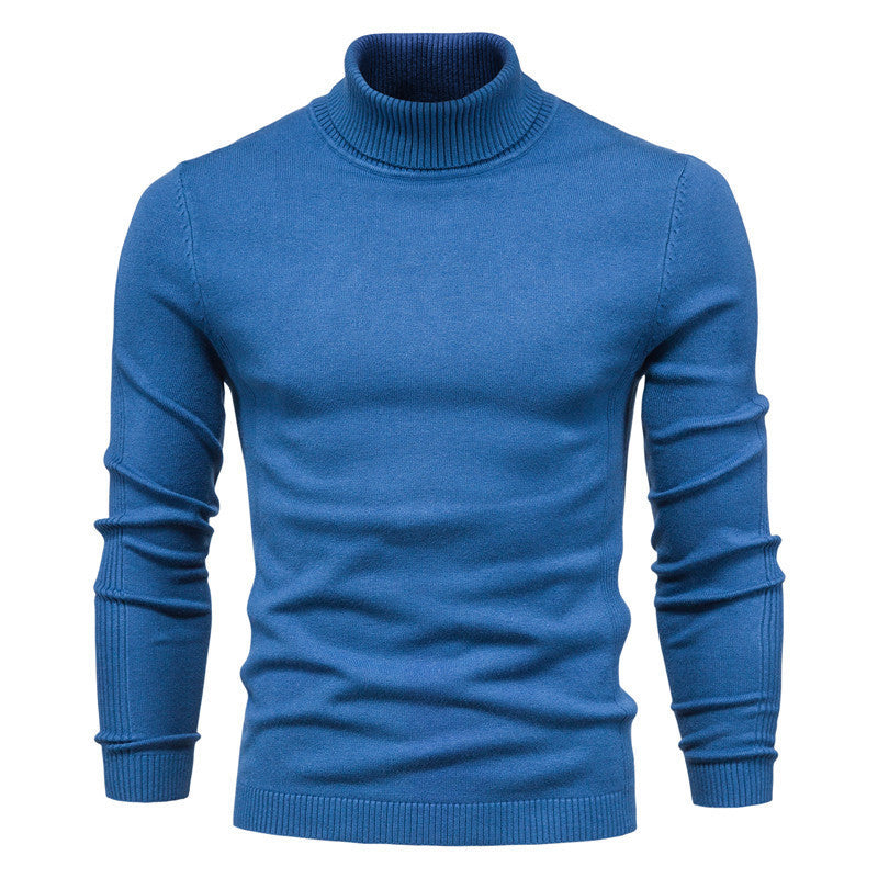 Suéter de cuello alto de invierno, moda, ajustado, de color sólido, top de punto, ropa para hombres