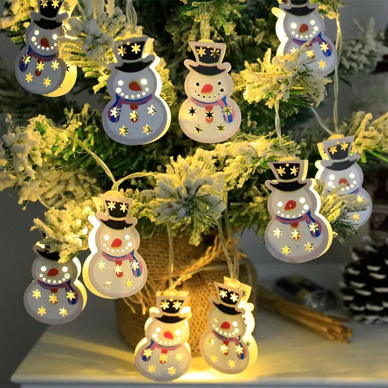 Cadena de luz LED de Navidad Papá Noel Alce Muñeco de nieve Adorno de Navidad Cadena de luz Decoraciones de Navidad Regalo de Navidad de Año Nuevo