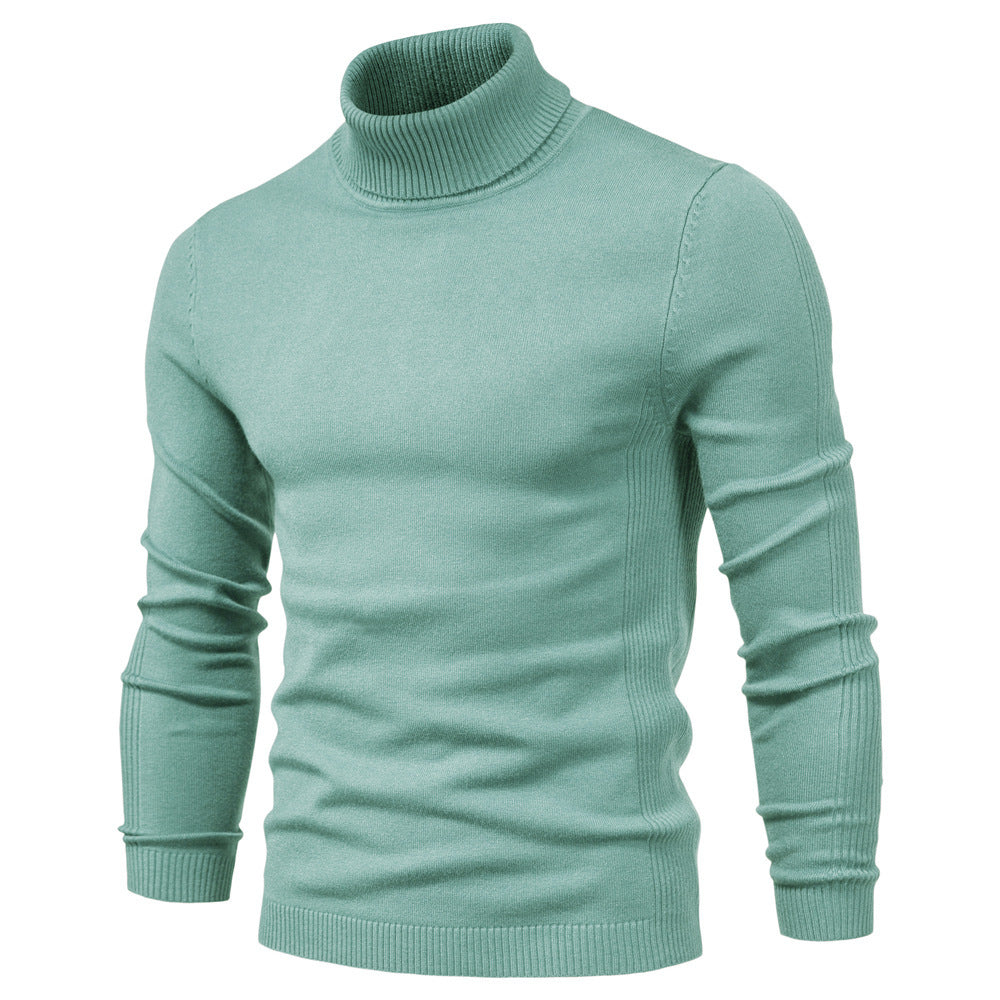 Suéter de cuello alto de invierno, moda, ajustado, de color sólido, top de punto, ropa para hombres
