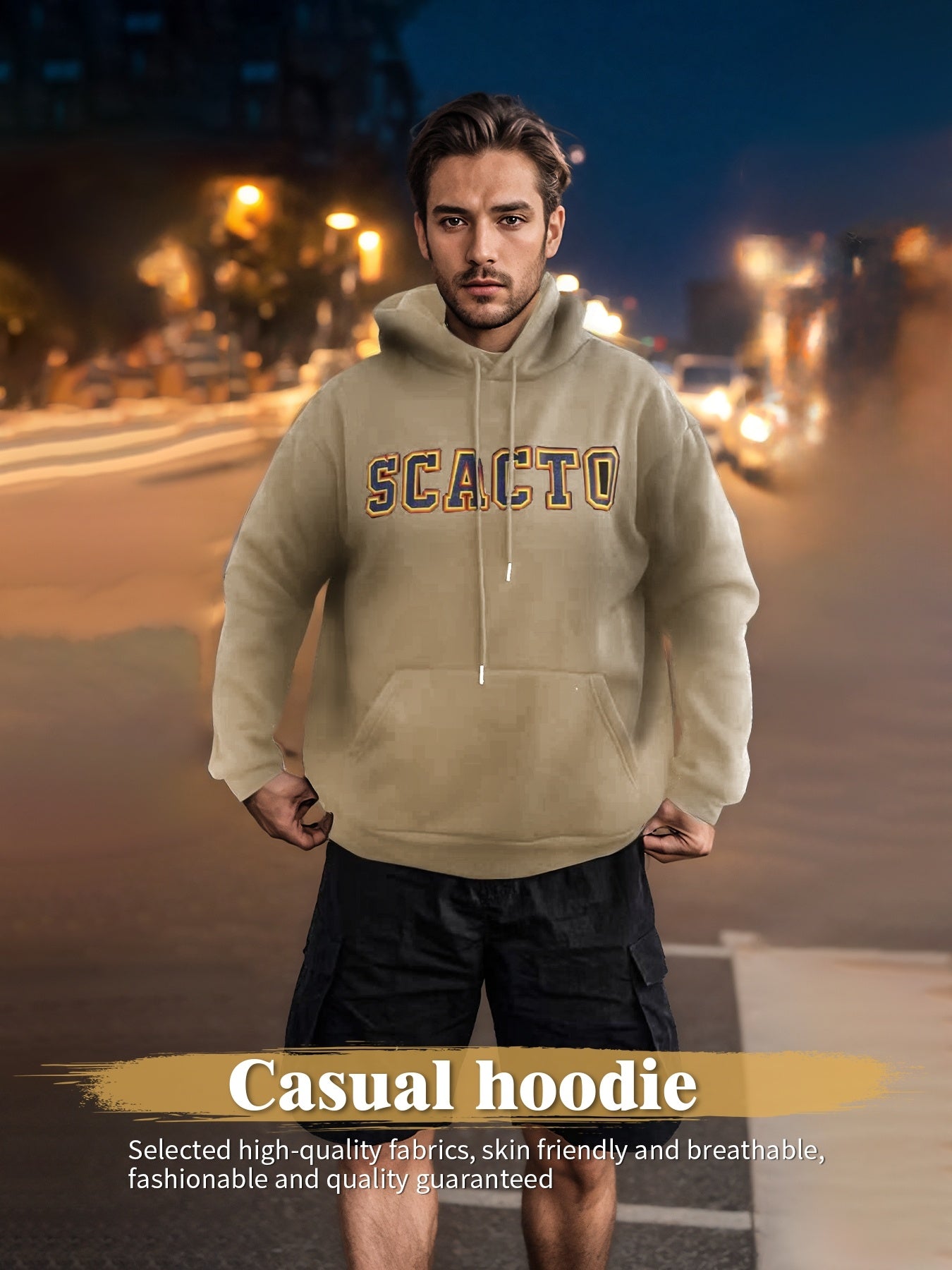Sudadera con capucha estampada de manga larga de color sólido de moda para hombres y mujeres