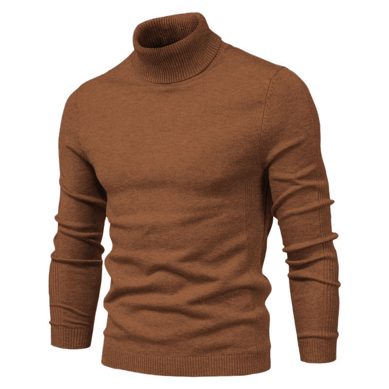 Suéter de cuello alto de invierno, moda, ajustado, de color sólido, top de punto, ropa para hombres