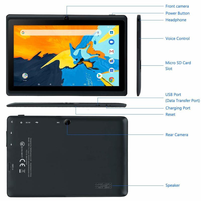 Tableta de 7 pulgadas, tableta para niños, pantalla Full HD