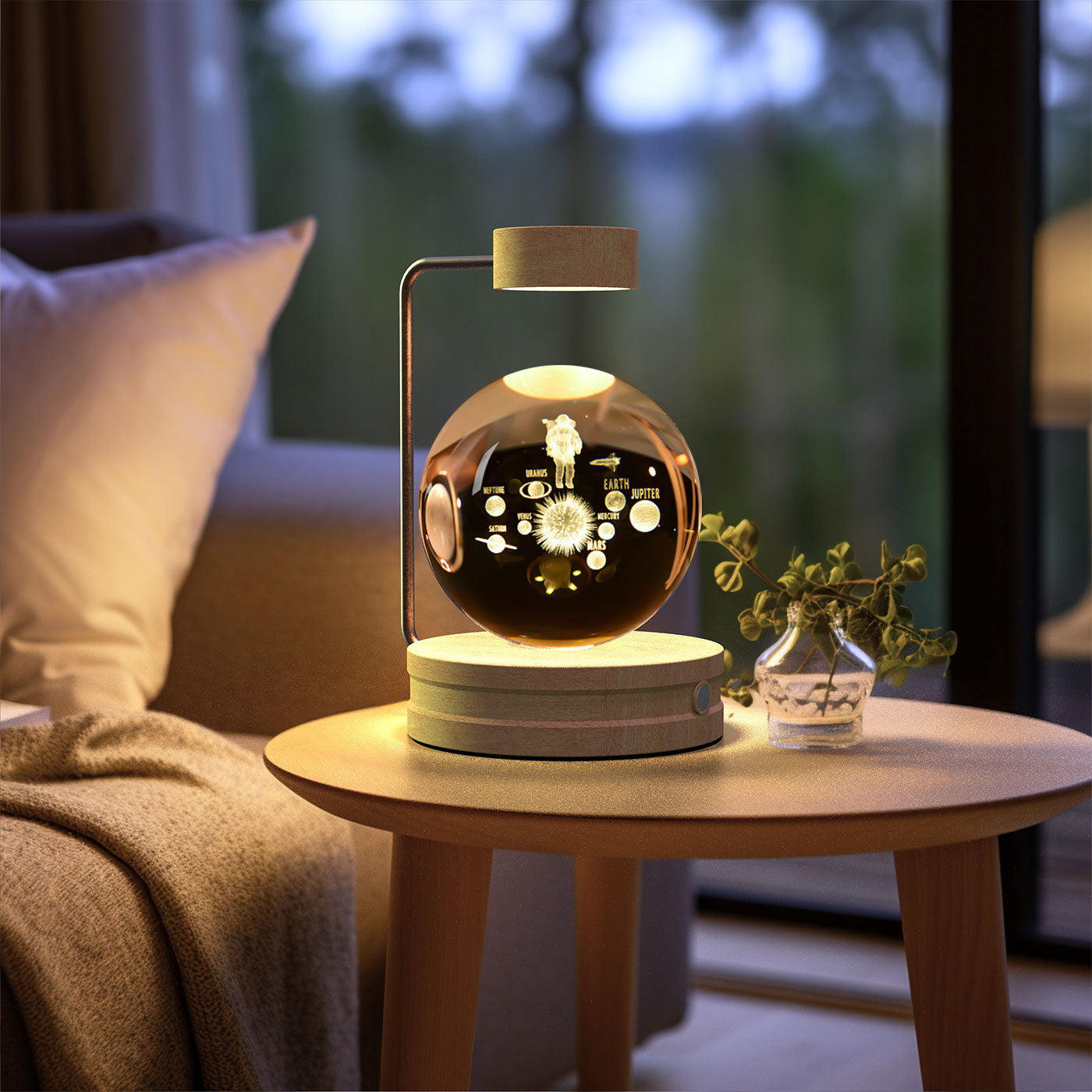 Bola de cristal Dinosaurio cósmico Luz nocturna interior Energía USB Luz de noche cálida Regalo de cumpleaños Lámpara de noche