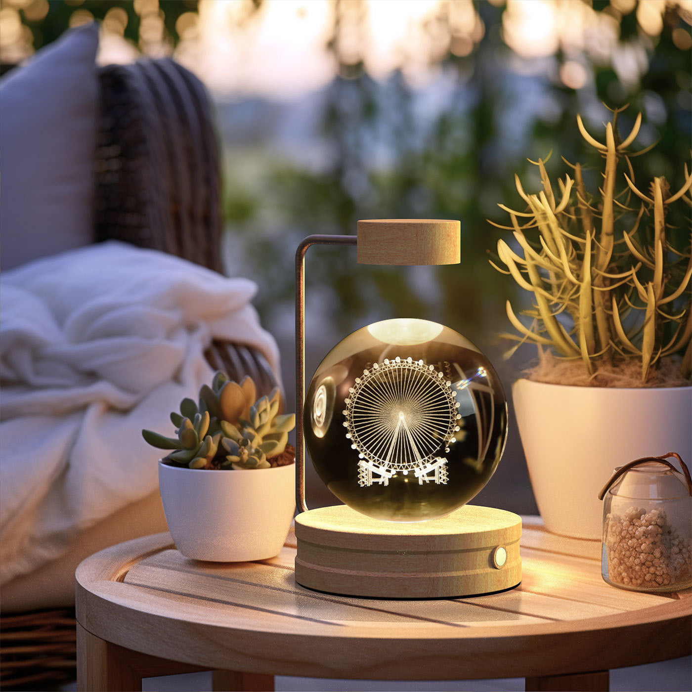 Bola de cristal Dinosaurio cósmico Luz nocturna interior Energía USB Luz de noche cálida Regalo de cumpleaños Lámpara de noche