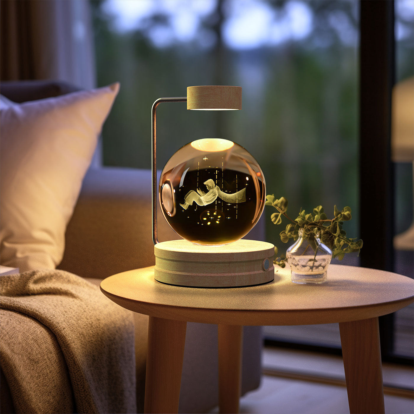 Bola de cristal Dinosaurio cósmico Luz nocturna interior Energía USB Luz de noche cálida Regalo de cumpleaños Lámpara de noche