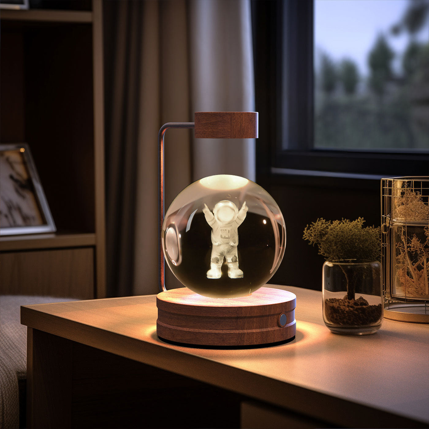 Bola de cristal Dinosaurio cósmico Luz nocturna interior Energía USB Luz de noche cálida Regalo de cumpleaños Lámpara de noche