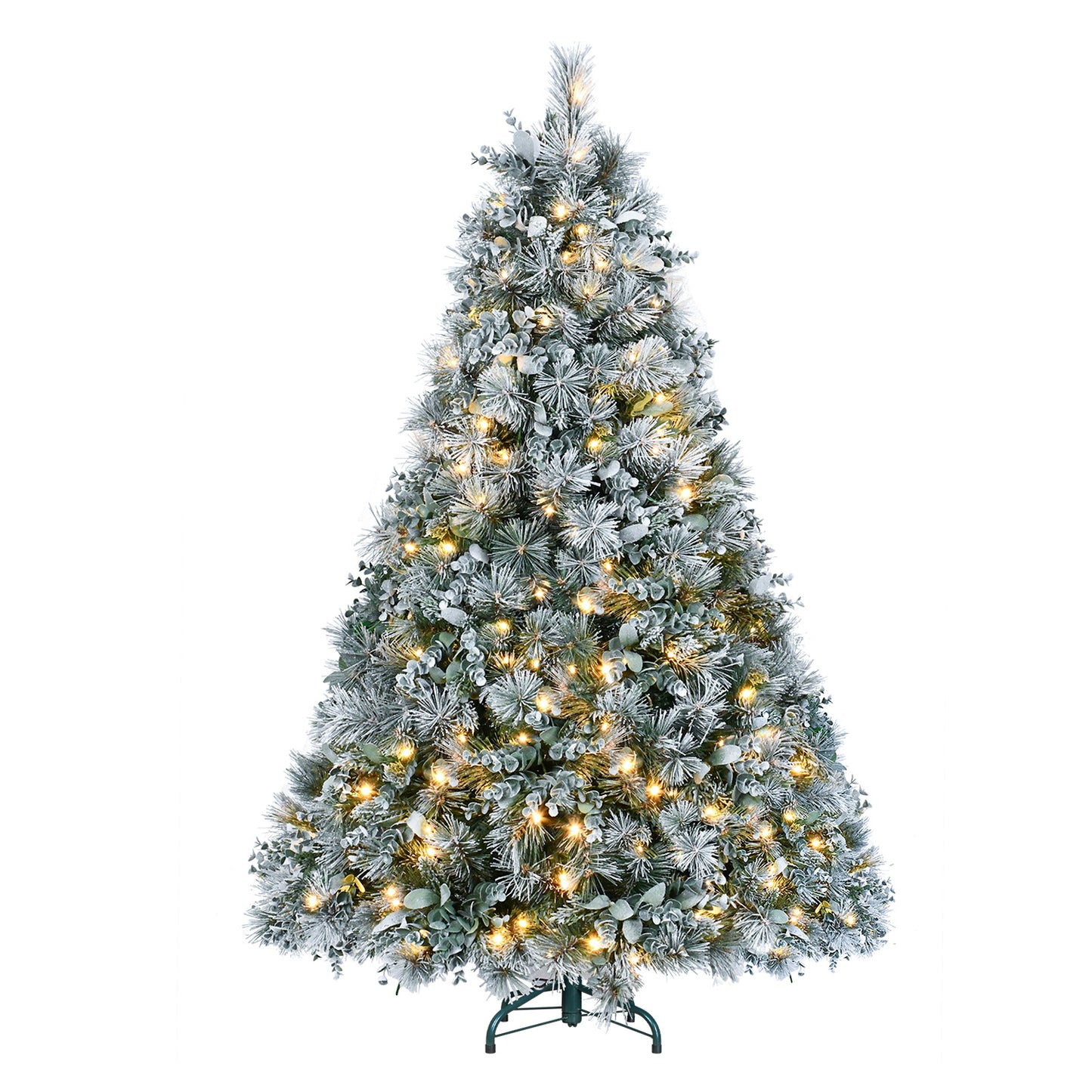 Árbol decorativo navideño con simulación de nieve