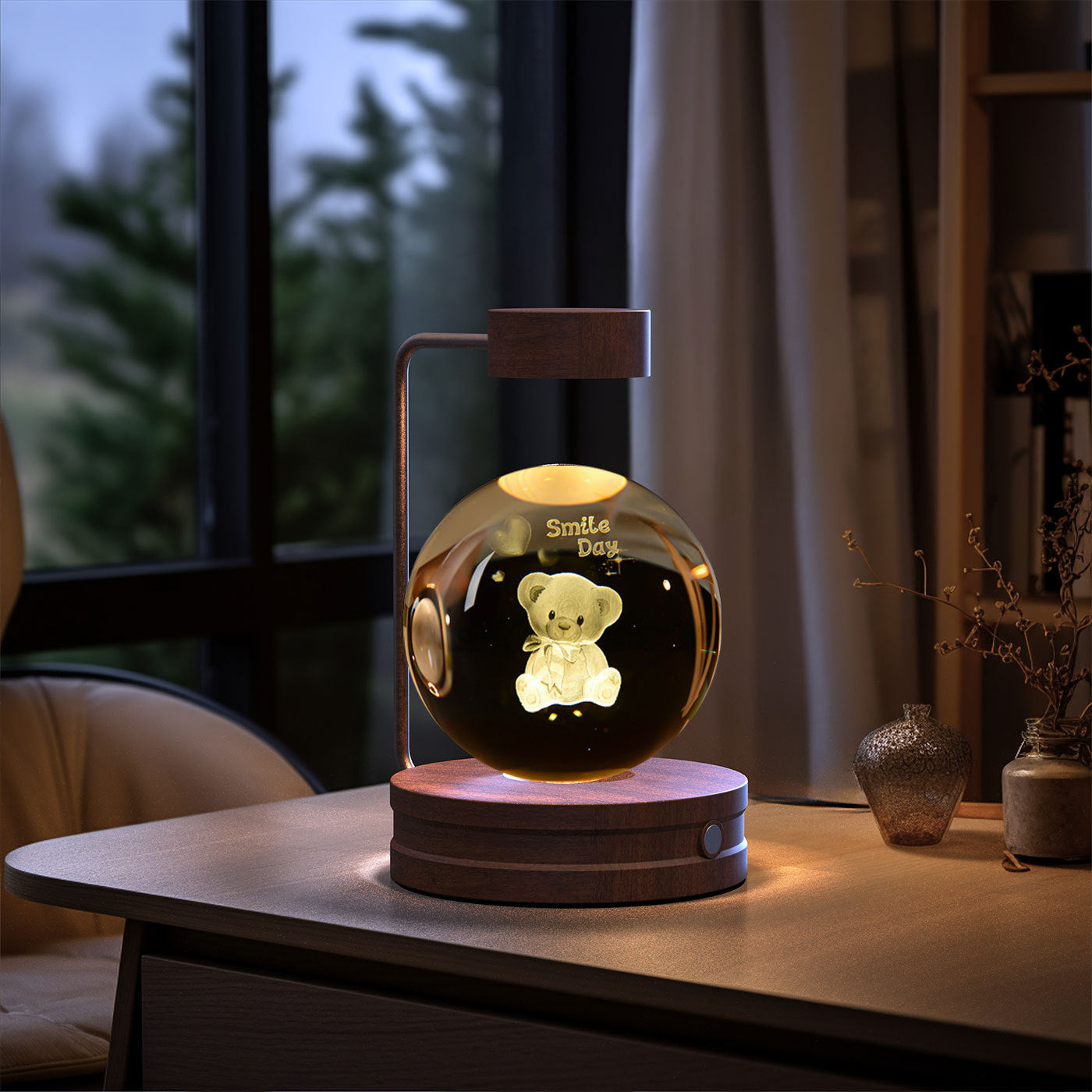 Bola de cristal Dinosaurio cósmico Luz nocturna interior Energía USB Luz de noche cálida Regalo de cumpleaños Lámpara de noche
