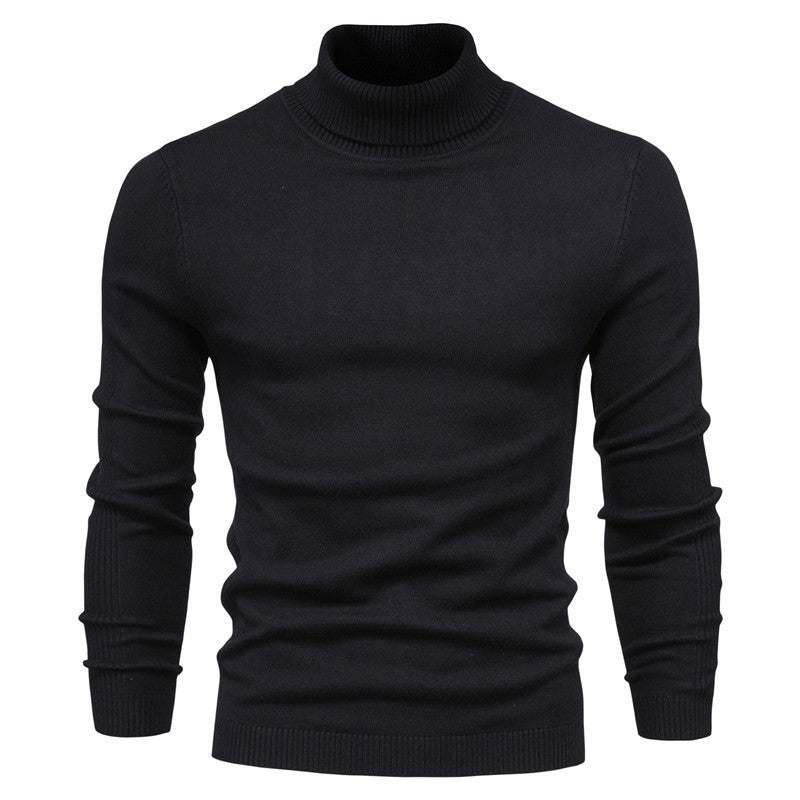 Suéter de cuello alto de invierno, moda, ajustado, de color sólido, top de punto, ropa para hombres
