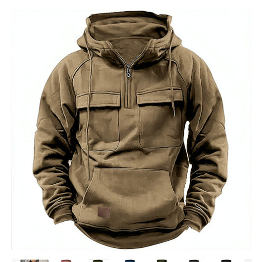 Sudadera con capucha con cremallera para hombre con cordón Y Sudadera Deportiva Casual de Moda con Bolsillo
