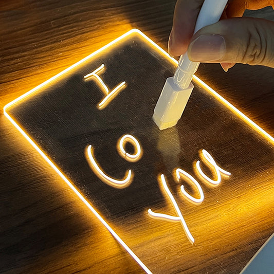 Tablero de notas creativo Luz nocturna LED creativa Tablero de mensajes USB Luz navideña con bolígrafo Regalo para niños Decoración de novia Lámpara de noche