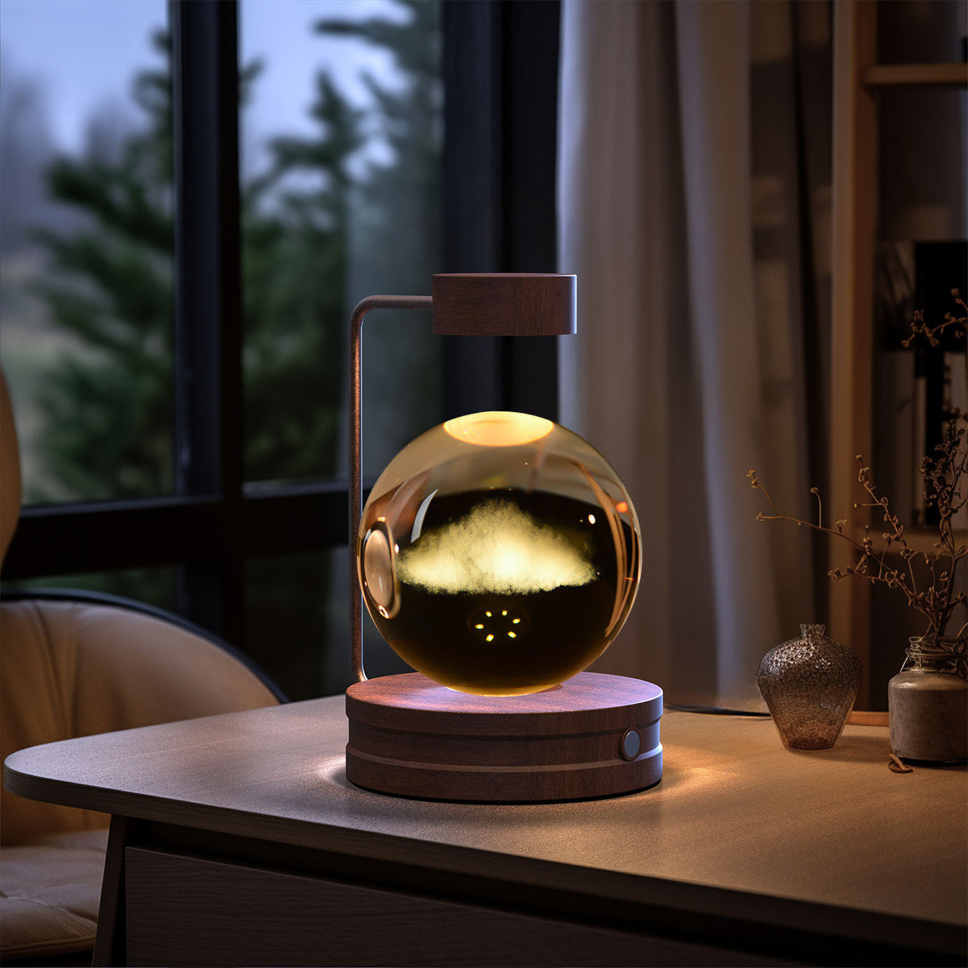 Bola de cristal Dinosaurio cósmico Luz nocturna interior Energía USB Luz de noche cálida Regalo de cumpleaños Lámpara de noche