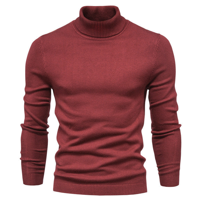 Suéter de cuello alto de invierno, moda, ajustado, de color sólido, top de punto, ropa para hombres