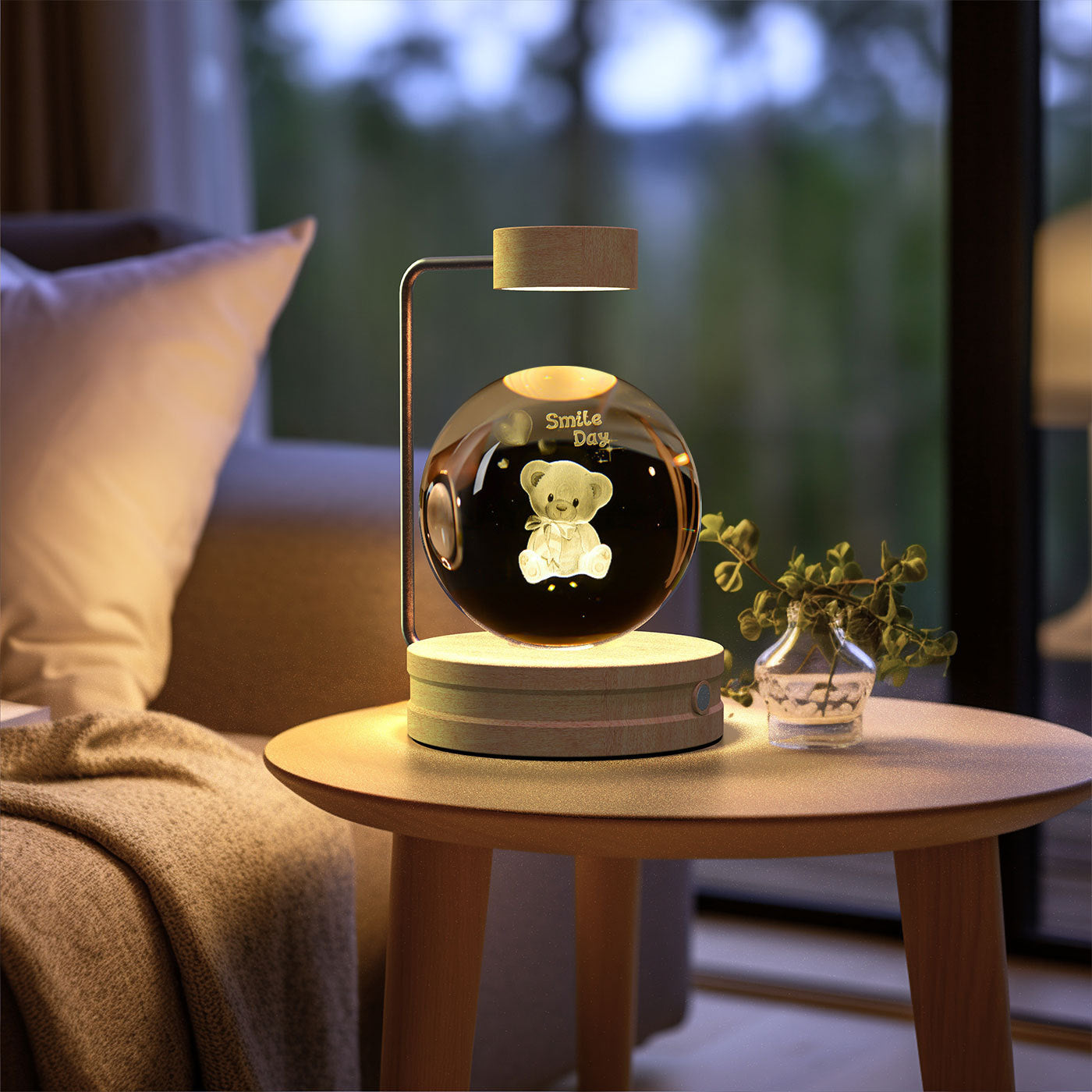 Bola de cristal Dinosaurio cósmico Luz nocturna interior Energía USB Luz de noche cálida Regalo de cumpleaños Lámpara de noche