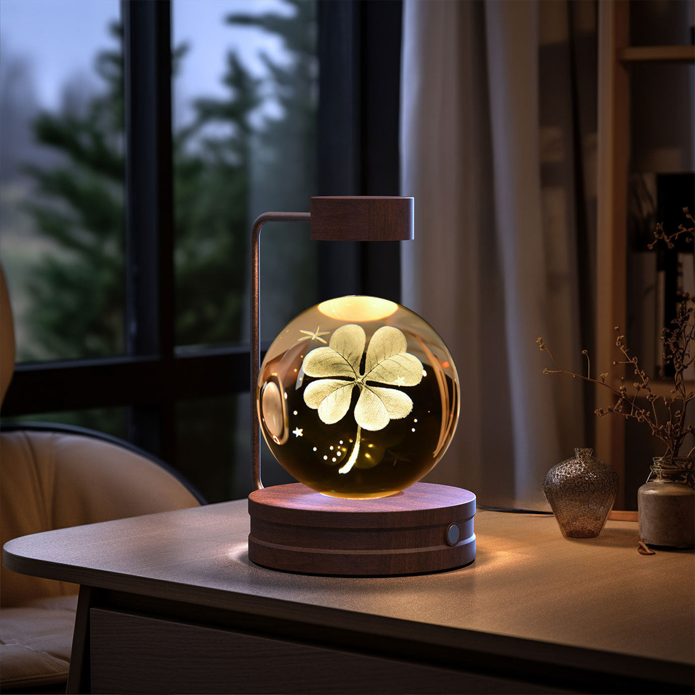 Bola de cristal Dinosaurio cósmico Luz nocturna interior Energía USB Luz de noche cálida Regalo de cumpleaños Lámpara de noche