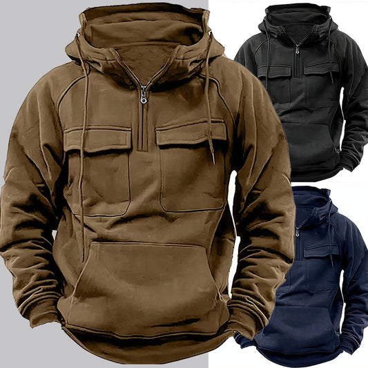 Sudadera con capucha con cremallera para hombre con cordón Y Sudadera Deportiva Casual de Moda con Bolsillo