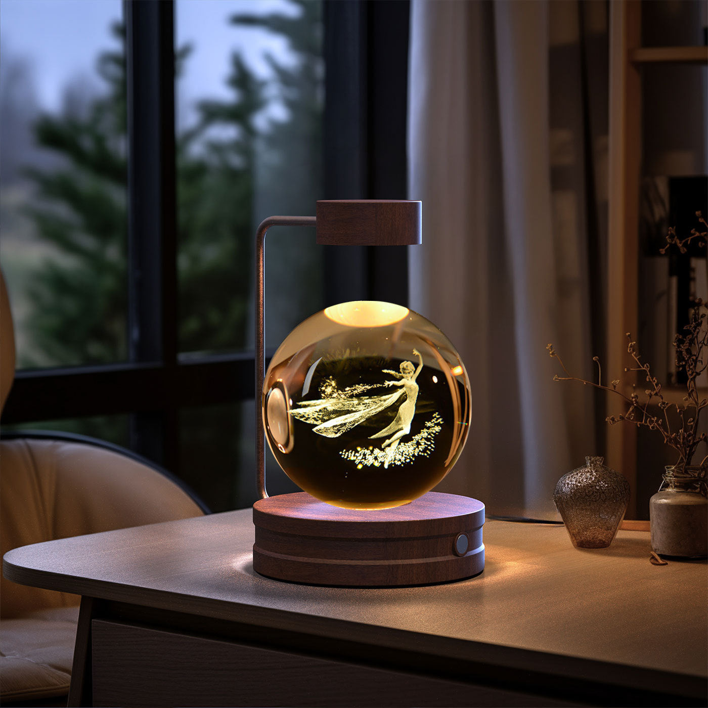 Bola de cristal Dinosaurio cósmico Luz nocturna interior Energía USB Luz de noche cálida Regalo de cumpleaños Lámpara de noche