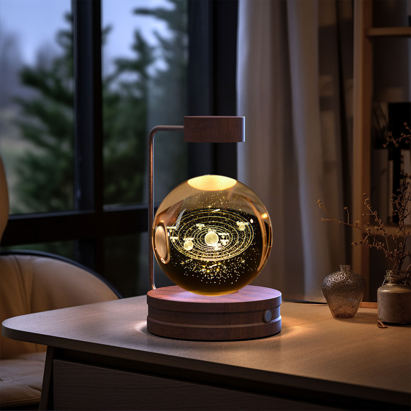 Bola de cristal Dinosaurio cósmico Luz nocturna interior Energía USB Luz de noche cálida Regalo de cumpleaños Lámpara de noche