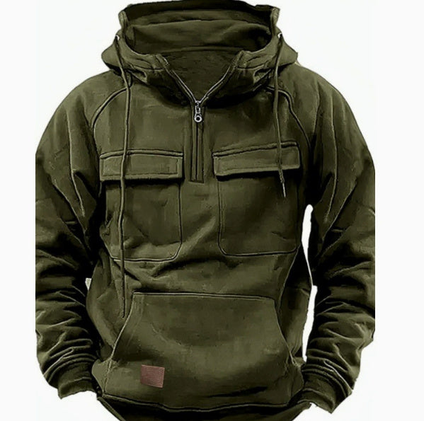 Sudadera con capucha con cremallera para hombre con cordón Y Sudadera Deportiva Casual de Moda con Bolsillo