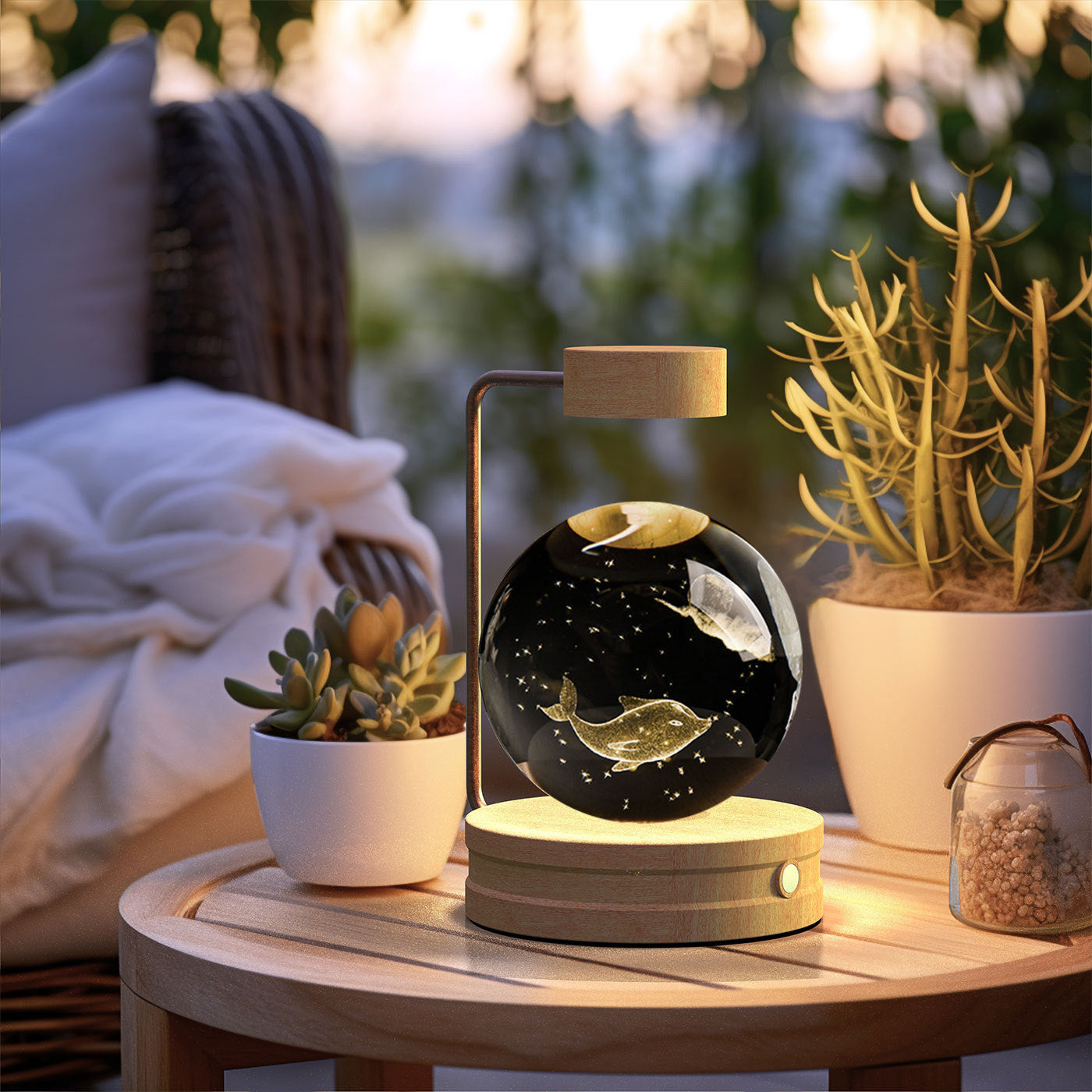 Bola de cristal Dinosaurio cósmico Luz nocturna interior Energía USB Luz de noche cálida Regalo de cumpleaños Lámpara de noche