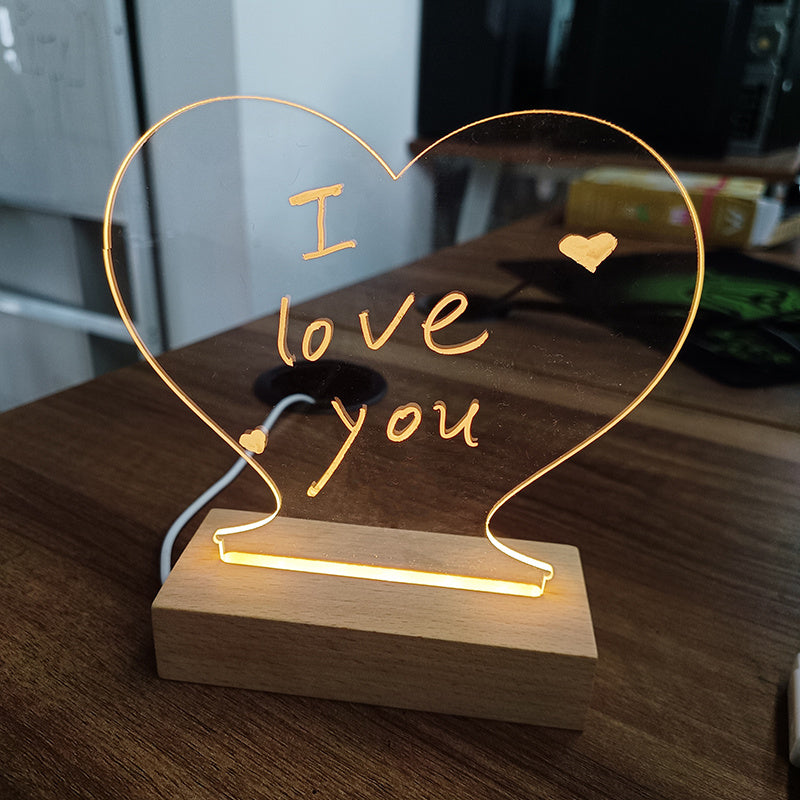 Tablero de notas creativo Luz nocturna LED creativa Tablero de mensajes USB Luz navideña con bolígrafo Regalo para niños Decoración de novia Lámpara de noche