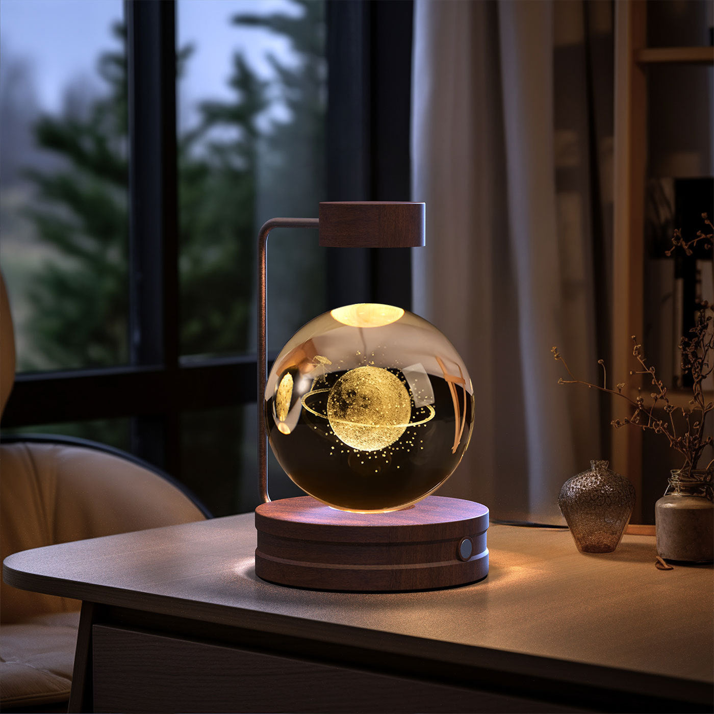 Bola de cristal Dinosaurio cósmico Luz nocturna interior Energía USB Luz de noche cálida Regalo de cumpleaños Lámpara de noche