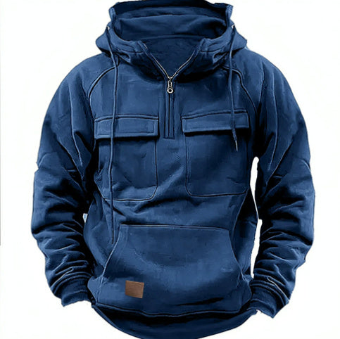 Sudadera con capucha con cremallera para hombre con cordón Y Sudadera Deportiva Casual de Moda con Bolsillo