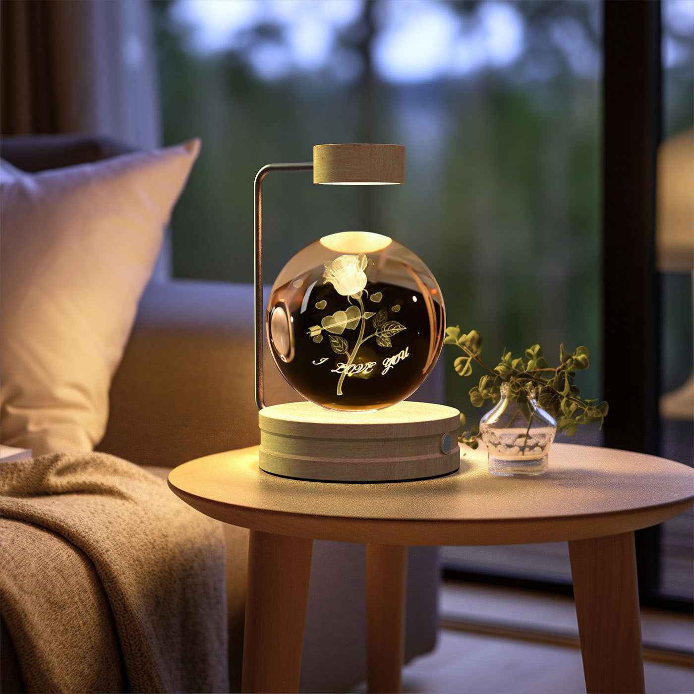 Bola de cristal Dinosaurio cósmico Luz nocturna interior Energía USB Luz de noche cálida Regalo de cumpleaños Lámpara de noche