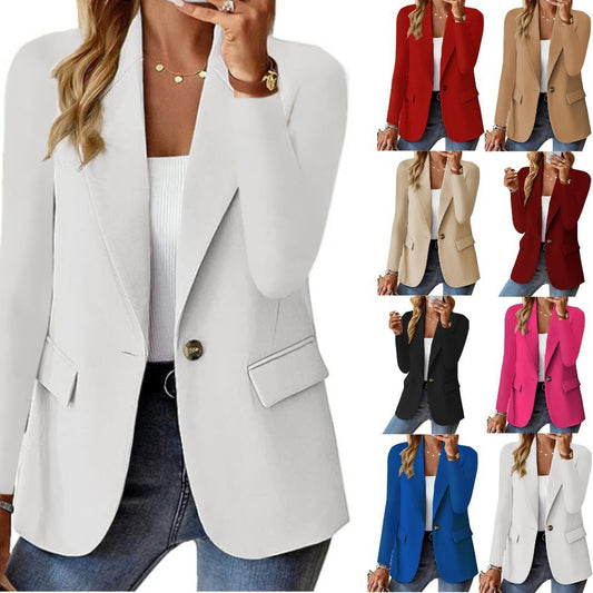 Ins Chaqueta con botones de solapa Chaqueta de traje casual de viajero de moda Tops de manga larga para mujer Ropa de abrigo