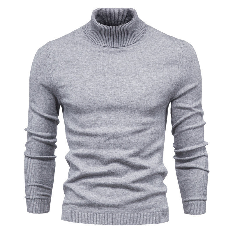 Suéter de cuello alto de invierno, moda, ajustado, de color sólido, top de punto, ropa para hombres
