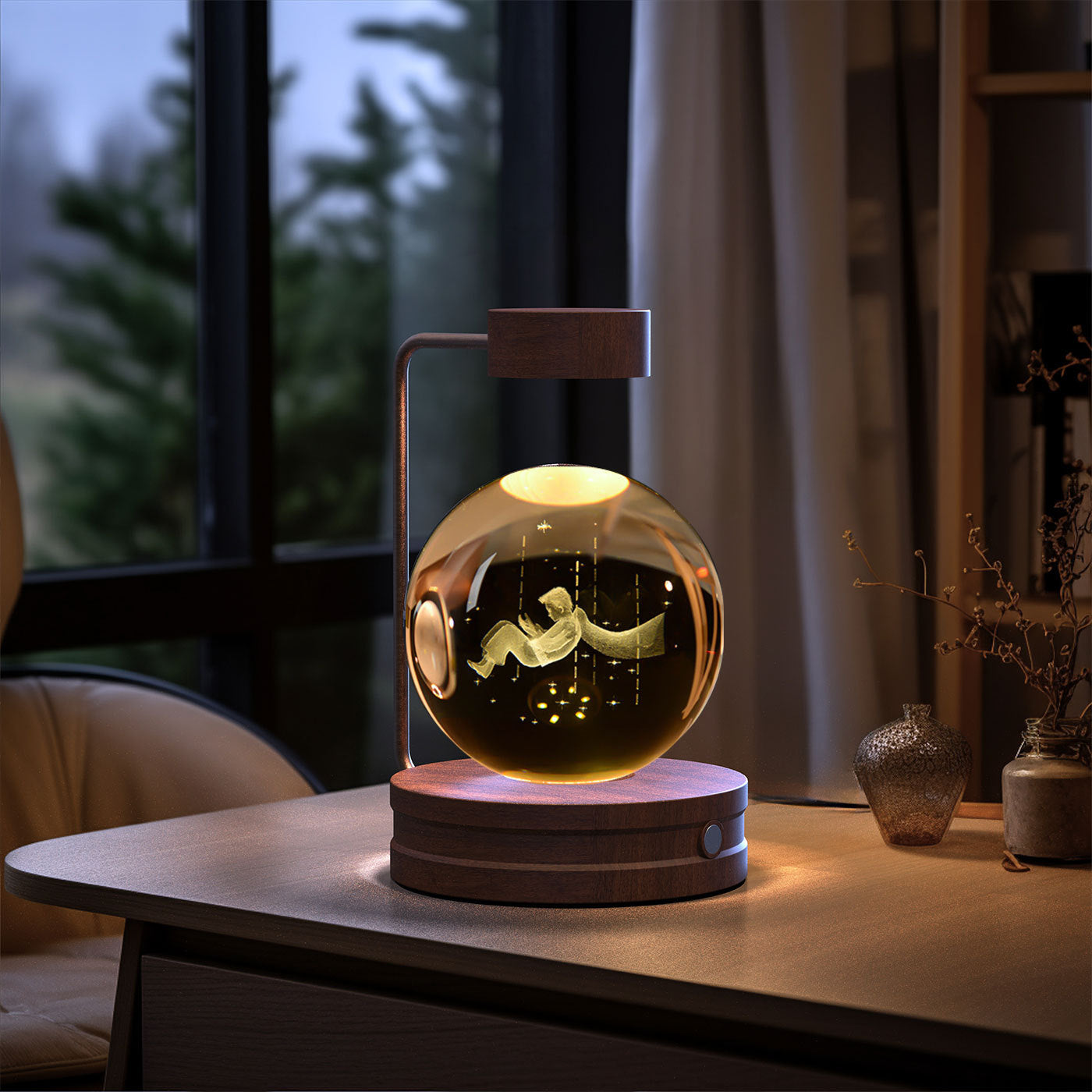 Bola de cristal Dinosaurio cósmico Luz nocturna interior Energía USB Luz de noche cálida Regalo de cumpleaños Lámpara de noche
