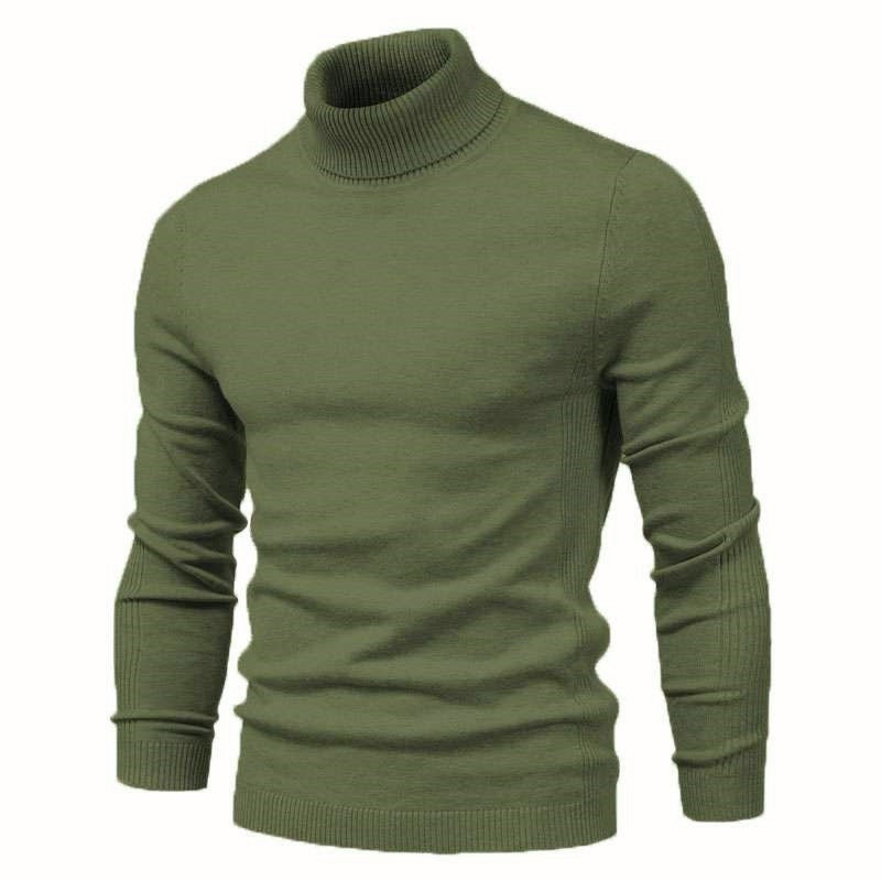 Suéter de cuello alto de invierno, moda, ajustado, de color sólido, top de punto, ropa para hombres