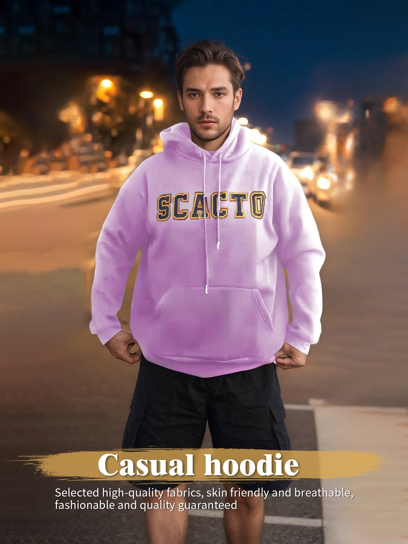 Sudadera con capucha estampada de manga larga de color sólido de moda para hombres y mujeres