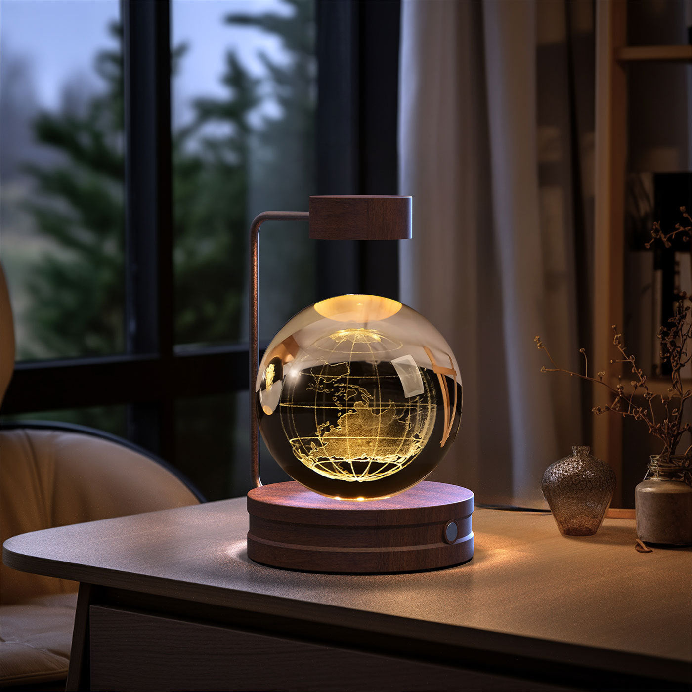 Bola de cristal Dinosaurio cósmico Luz nocturna interior Energía USB Luz de noche cálida Regalo de cumpleaños Lámpara de noche