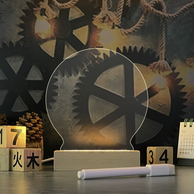 Tablero de notas creativo Luz nocturna LED creativa Tablero de mensajes USB Luz navideña con bolígrafo Regalo para niños Decoración de novia Lámpara de noche