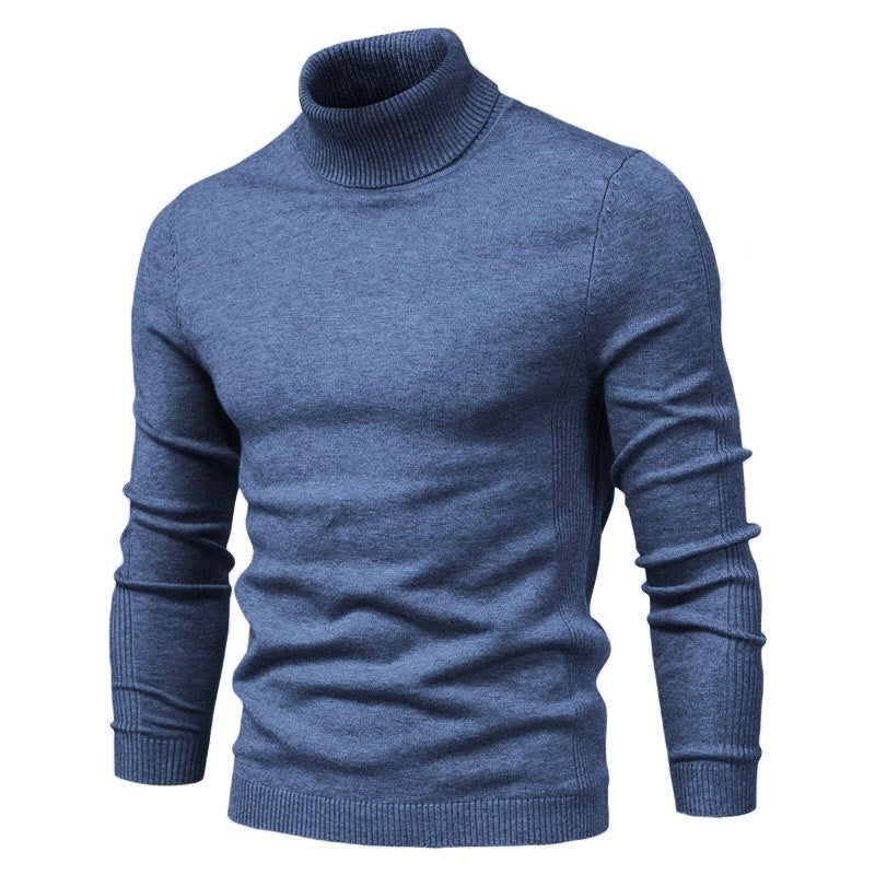 Suéter de cuello alto de invierno, moda, ajustado, de color sólido, top de punto, ropa para hombres
