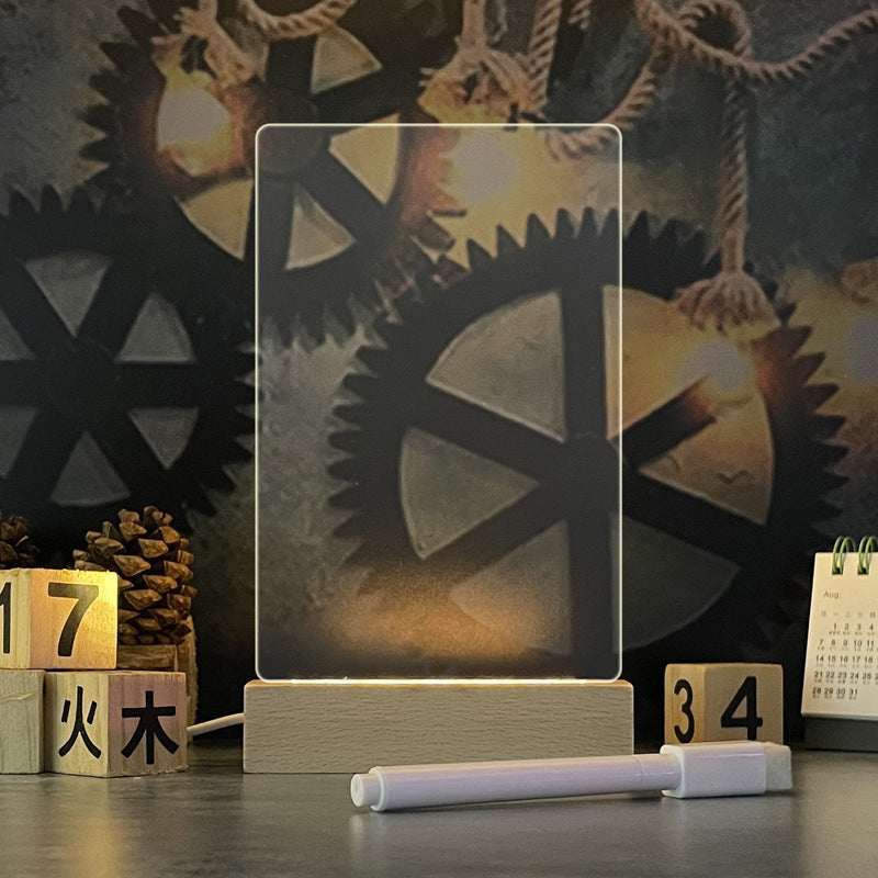 Tablero de notas creativo Luz nocturna LED creativa Tablero de mensajes USB Luz navideña con bolígrafo Regalo para niños Decoración de novia Lámpara de noche