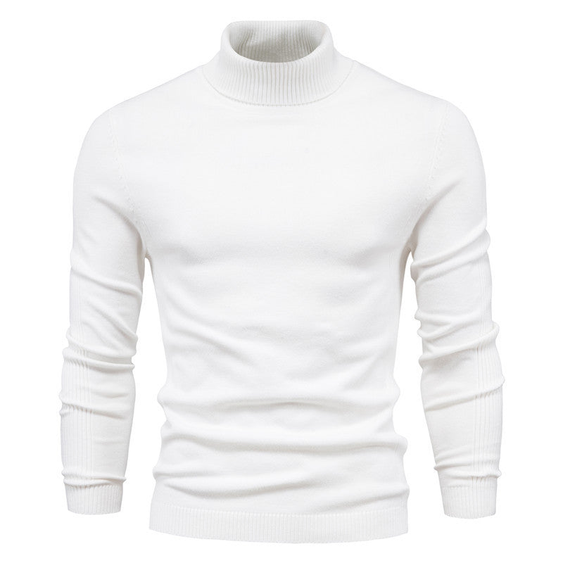 Suéter de cuello alto de invierno, moda, ajustado, de color sólido, top de punto, ropa para hombres