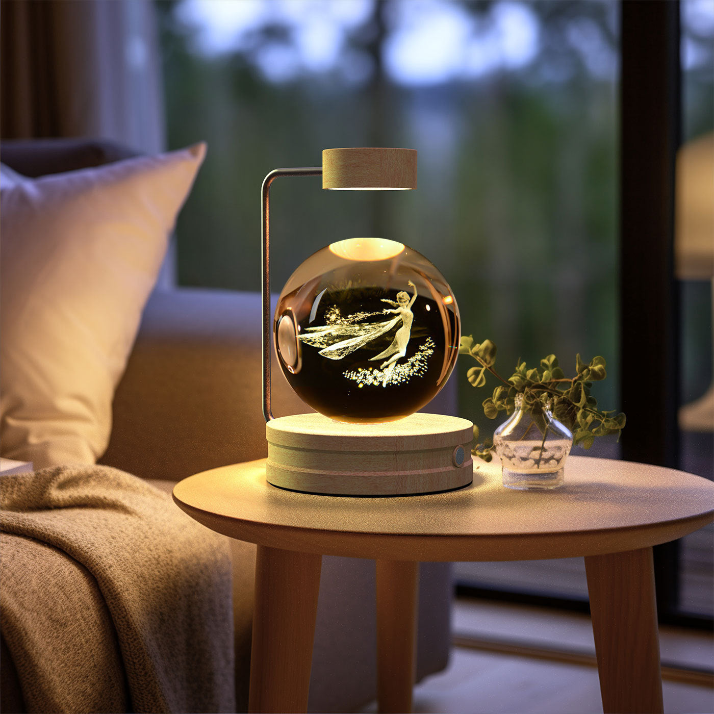Bola de cristal Dinosaurio cósmico Luz nocturna interior Energía USB Luz de noche cálida Regalo de cumpleaños Lámpara de noche